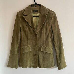 Women’s Olive Green Suede Blazer Jacket